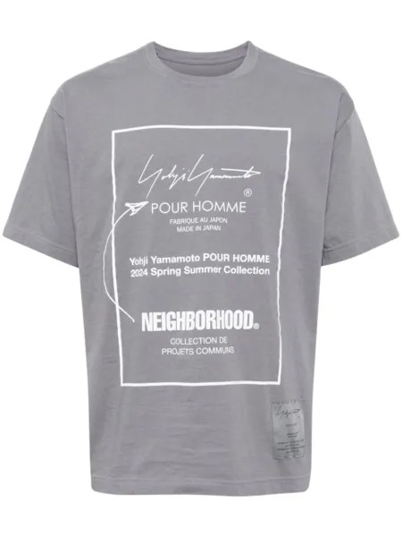 Yohji Yamamoto футболка с логотипом из коллаборации с Neighborhood, серый