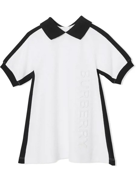 Burberry Kids платье с воротником-поло и тисненым логотипом