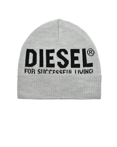Серая шапка с черным логотипом Diesel детская