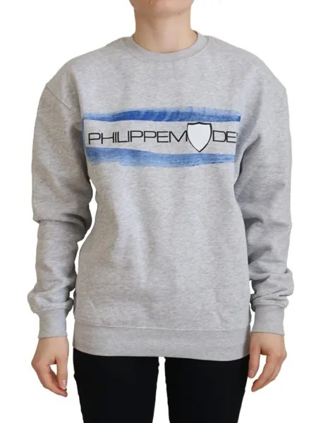 PHILIPPE MODEL Свитер Серый пуловер с длинными рукавами и принтом IT38/US4/XS Рекомендуемая цена: 280 долларов США