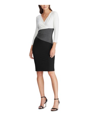 Женское черное коктейльное платье RALPH LAUREN с длинным рукавом Body Con Petites 6P