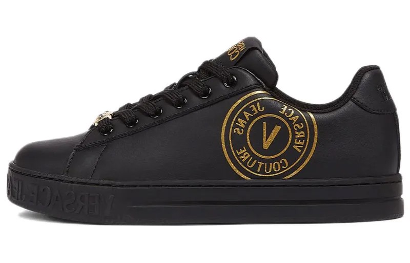 Скейтбординговые туфли женские низкие золотые Versace Jeans