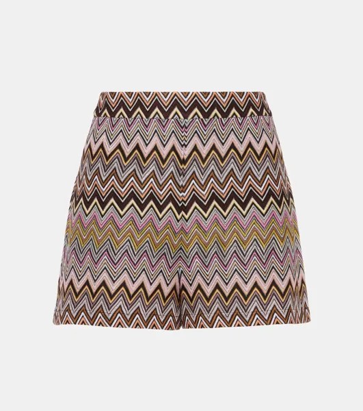 Шорты с высокой посадкой Zig Zag Missoni, цвет multicolor brown, yellow, pink