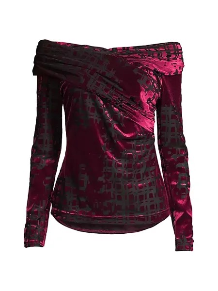 Бархатный топ Main Event Burnout Donna Karan New York, алый