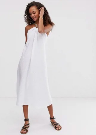 Сарафан-трапеция миди с веревочной отделкой ASOS DESIGN-Белый