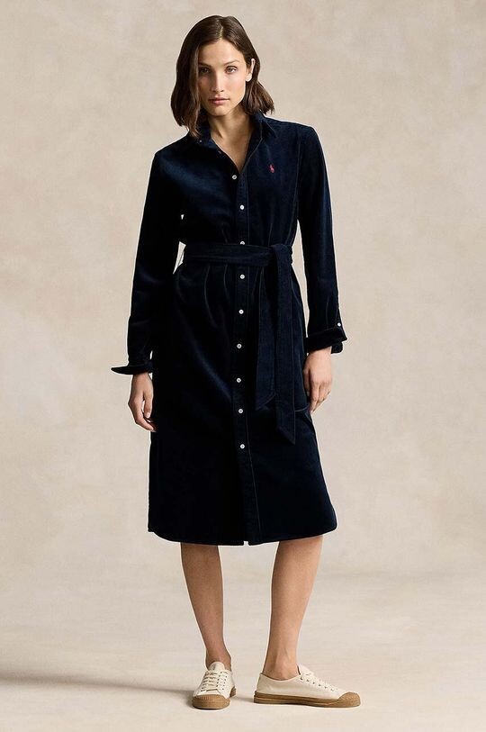 Вельветовое платье Polo Ralph Lauren, темно-синий