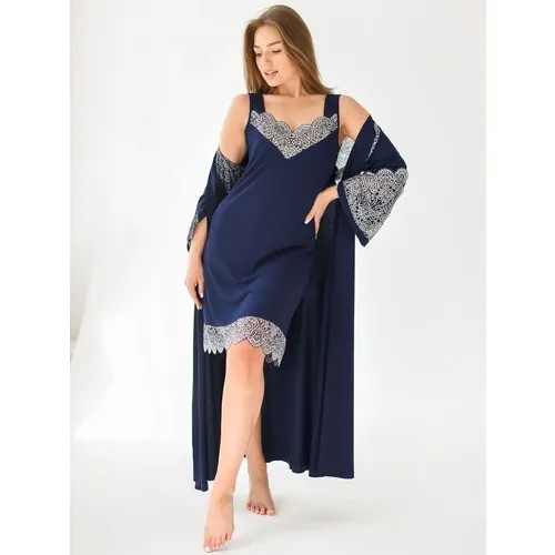 Пеньюар  Текстильный Край, размер 60, темно-синий