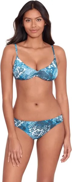 Купальный топ LAUREN Ralph Lauren Indigo Patchwork Scoop Shirred Bikini Top, цвет Multicolor