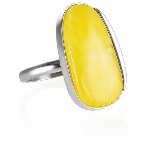 Amberholl Серебряное кольцо с вставкой из сияющего медового янтаря «Лагуна»