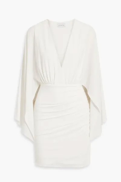 Платье мини Oaklyn из эластичного джерси со сборками Halston, цвет Off-white