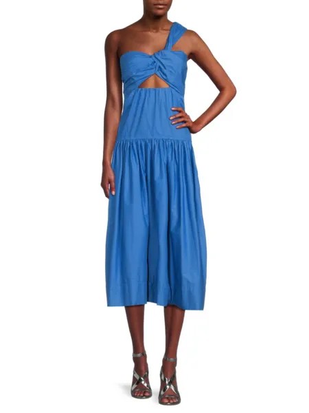 Платье миди на одно плечо Aubrey с вырезом A.L.C., цвет Coastal Blue