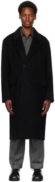 Черное пальто с двумя пуговицами Solid Homme