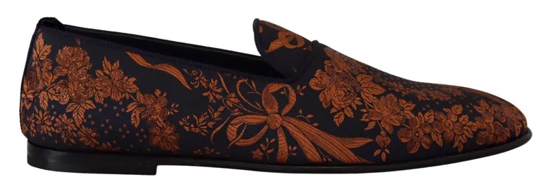 DOLCE - GABBANA Обувь Мокасины Тапочки с цветочным принтом синего цвета ржавчины EU44 / US11 Рекомендуемая розничная цена 1000 долларов США