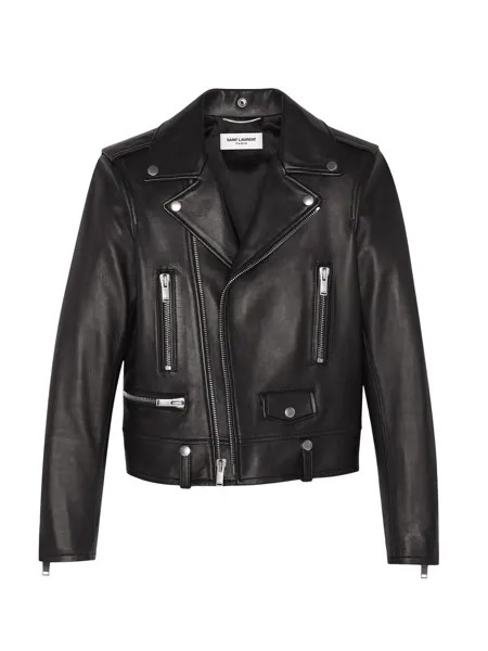 Мотоциклетная куртка из кожи ягненка Saint Laurent, черный