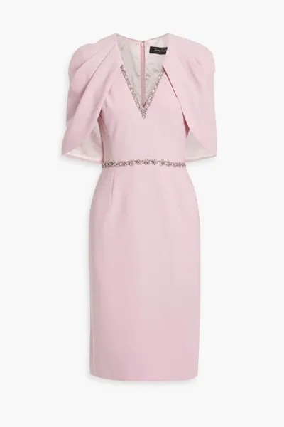 Платье из крепа с эффектом кейпа, украшенное кристаллами Jenny Packham, розовый