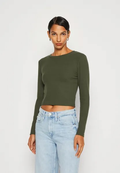 Футболка с длинным рукавом Ultra Crop Rib Tee GAP, хаки