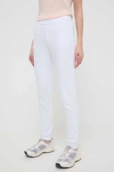 Хлопковые спортивные штаны Armani Exchange, белый