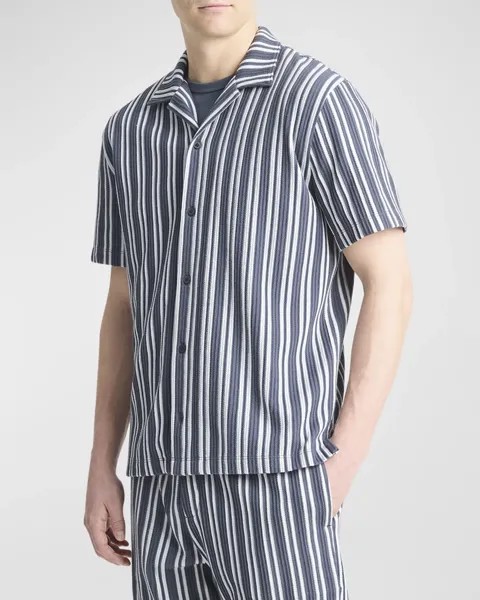 Мужская рубашка в жаккардовую полоску Camp Vince, цвет Venice Blue/Blue Clo