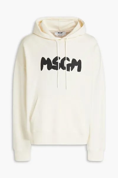 Толстовка из французской махровой ткани с принтом MSGM, кремовый