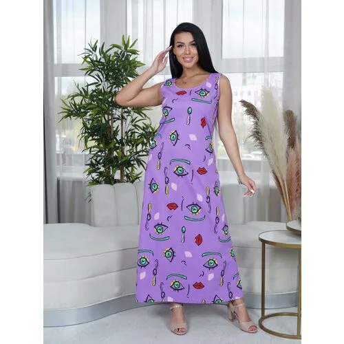 Сарафан LOVETEX.STORE, хлопок, повседневный, трапециевидный силуэт, макси, размер 54, красный, черный