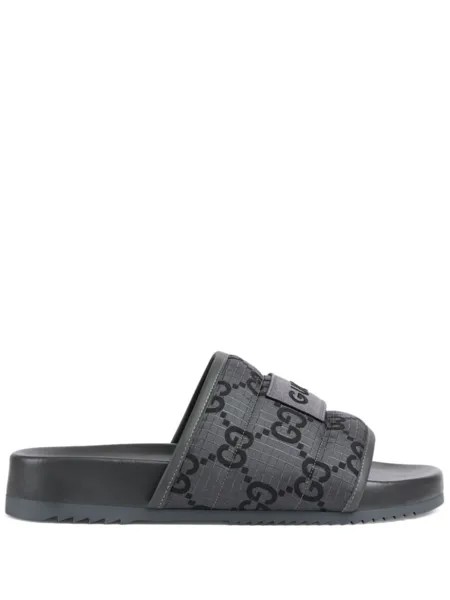 Gucci дутые шлепанцы GG Damier, серый