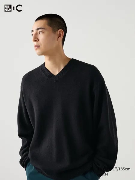 Джемпер с v-образным вырезом Uniqlo, черный