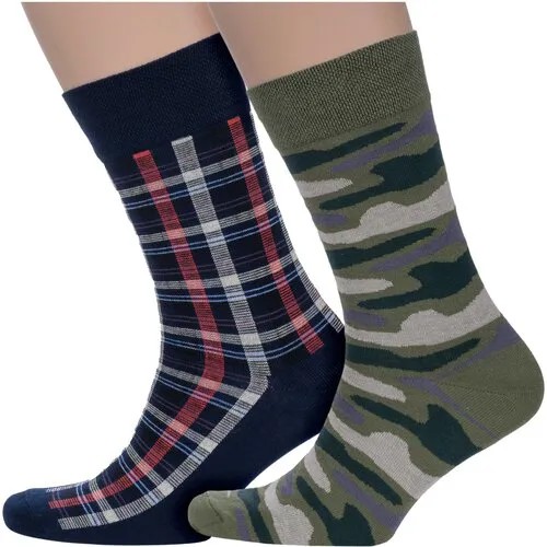 Носки PARA socks, 2 пары, размер 27-29, синий, хаки