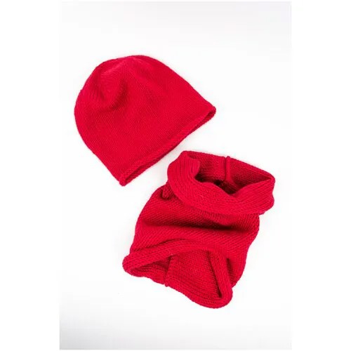 Комплект Carolon Комплект женский шапка и снуд красный, размер 55/58, красный
