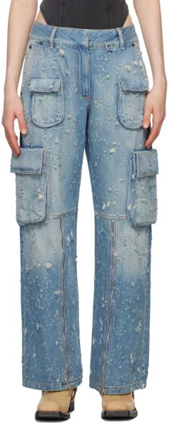 Синие рваные джинсы средней длины Acne Studios
