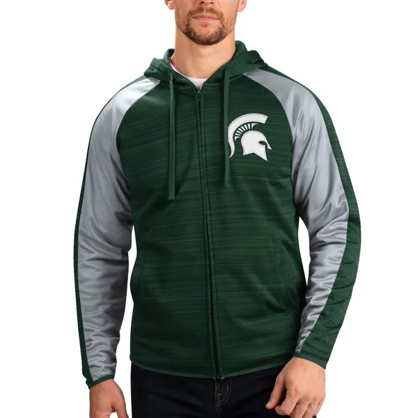Мужская спортивная куртка Carl Banks Green Michigan State Spartans Neutral Zone реглан с молнией во всю длину спортивная куртка с капюшоном G-III