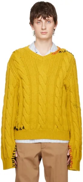 Желтый свитер с v-образным вырезом Marni