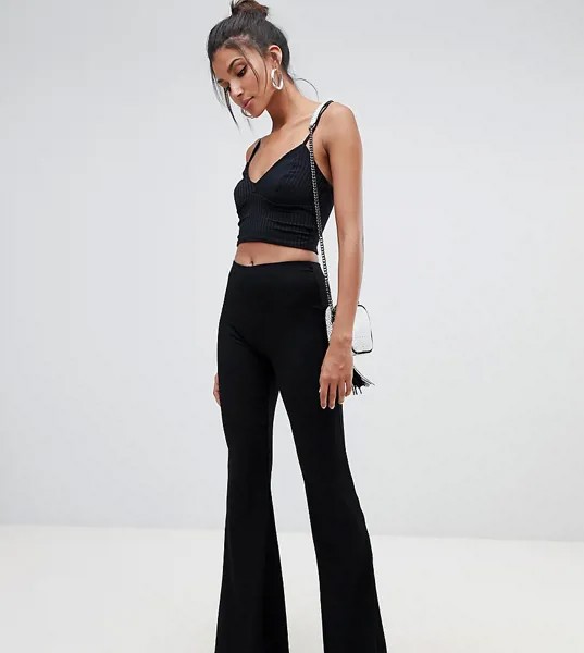 Черные расклешенные брюки в рубчик Missguided Tall-Черный