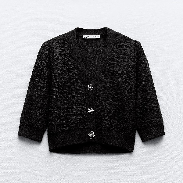 Кардиган Zara Textured Knit, черный