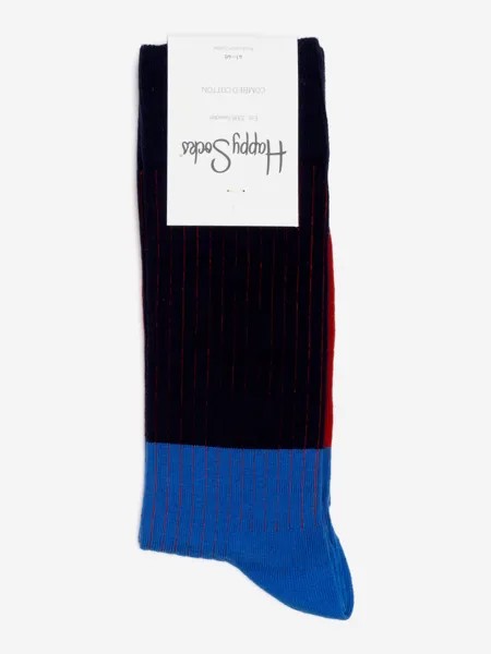 Носки с рисунками Happy Socks - Block Rib Blue Red, Синий