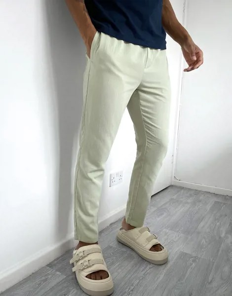 Узкие фактурные брюки ASOS DESIGN-Зеленый цвет