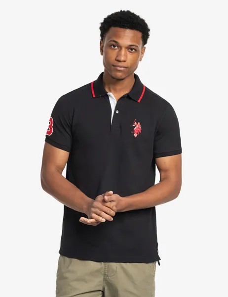 Футболка поло U.S. Polo Assn. Slim Fit Big Logo Multi-tonal, черный