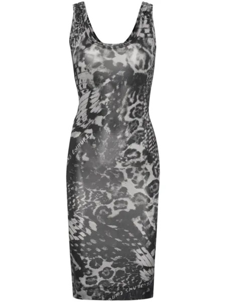Versace Jeans Couture платье из джерси с принтом Animalier, серый