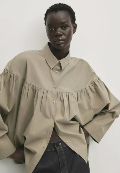 Блузка-рубашка WITH GATHERED DETAILS Massimo Dutti, цвет sand