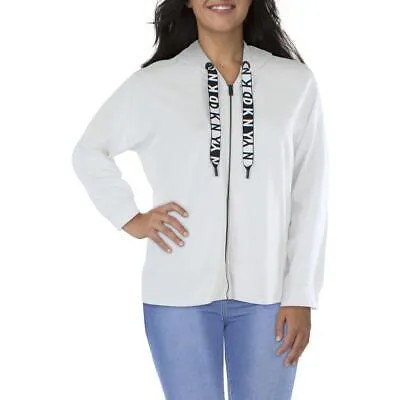 DKNY Sport Женская белая хлопковая куртка с капюшоном на молнии для фитнеса Plus 2X BHFO 0638