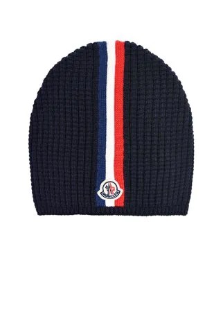 Темно-синяя шапка с полосками Moncler