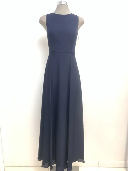 Calvin Klein Темно-синее шифоновое платье-накидка со стразами, размер 2,4,6,8,10, 2 предмета
