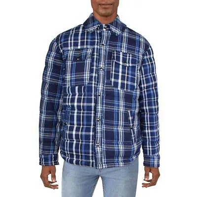 Мужская синяя куртка-рубашка на флисовой подкладке в клетку Polo Ralph Lauren S BHFO 4565