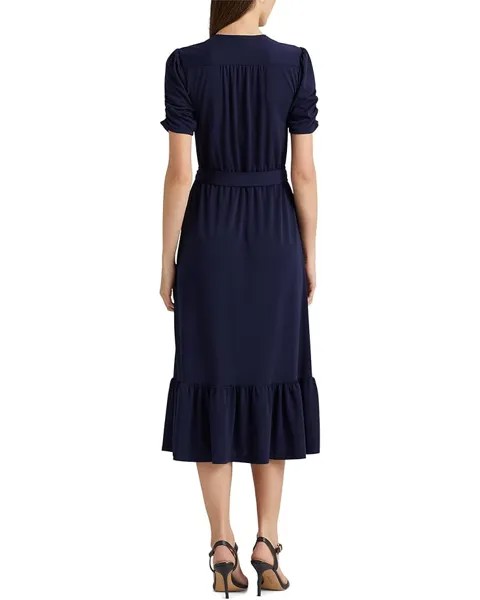Платье LAUREN Ralph Lauren Belted Stretch Jersey Surplice Dress, цвет French Navy