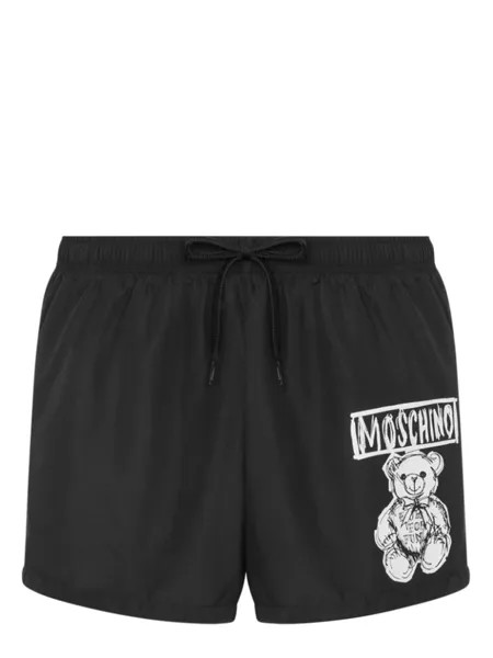 Moschino плавки-шорты с нашивкой Teddy Bear, черный