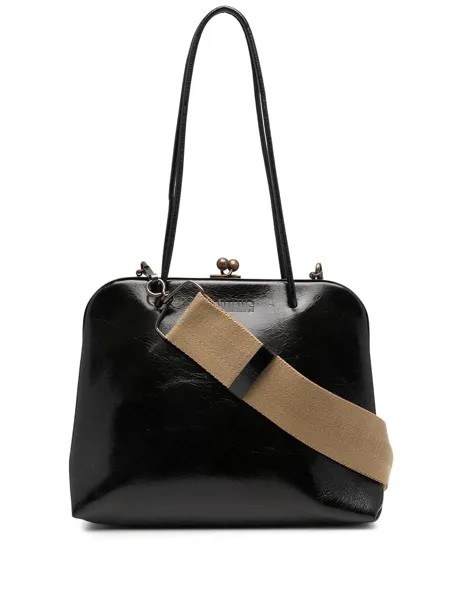 Uma Wang snap-top leather clutch bag