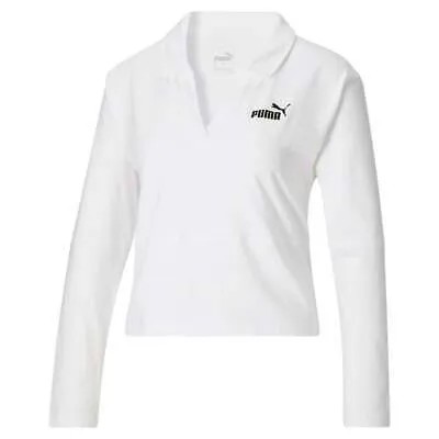 Puma Power Solid Long Sleeve Polo Shirt Mens White Casual 67617002