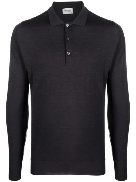 John Smedley рубашка поло с длинными рукавами, серый