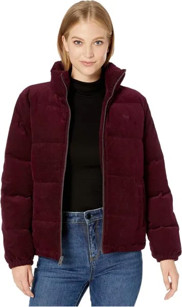 Вельветовый пуховик с воротником-стойкой Levi's, цвет Burgundy