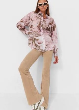 Stradivarius Рубашка Свободного Кроя Приглушенно-Розовый S