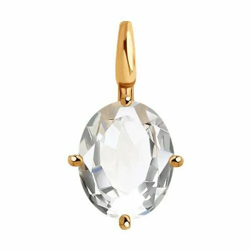Подвеска GOLD CENTER, красное золото, 585 проба, горный хрусталь